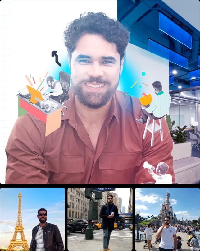 Layout com várias imagens do professor Junior Silveira